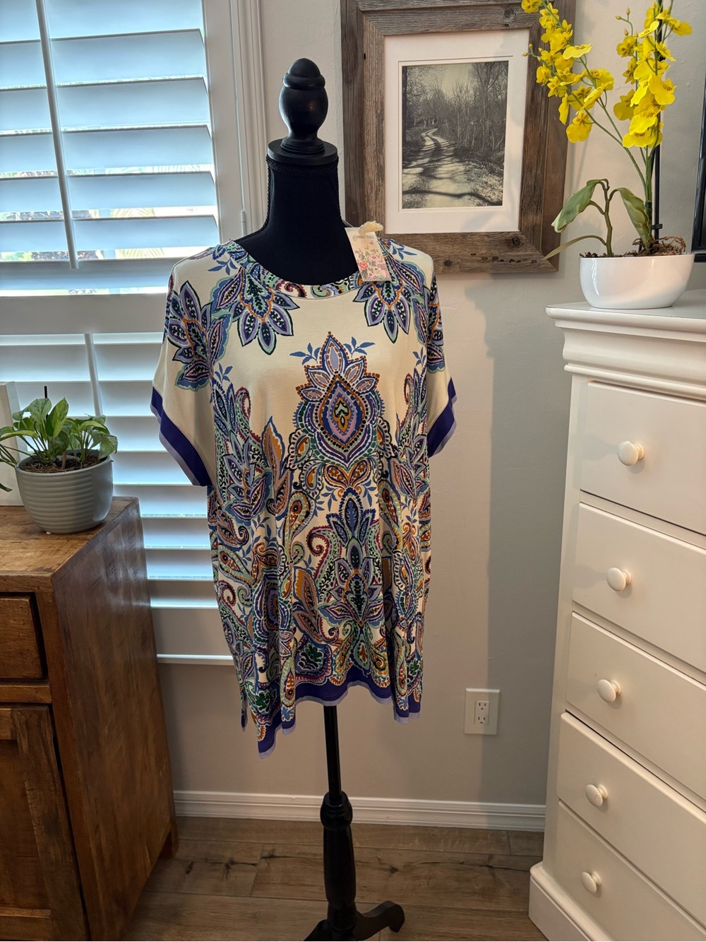 JOHNNY WAS NWT THE JANIE FAVORITE CREW NECK DRAPED TEE-RUTA, 1X